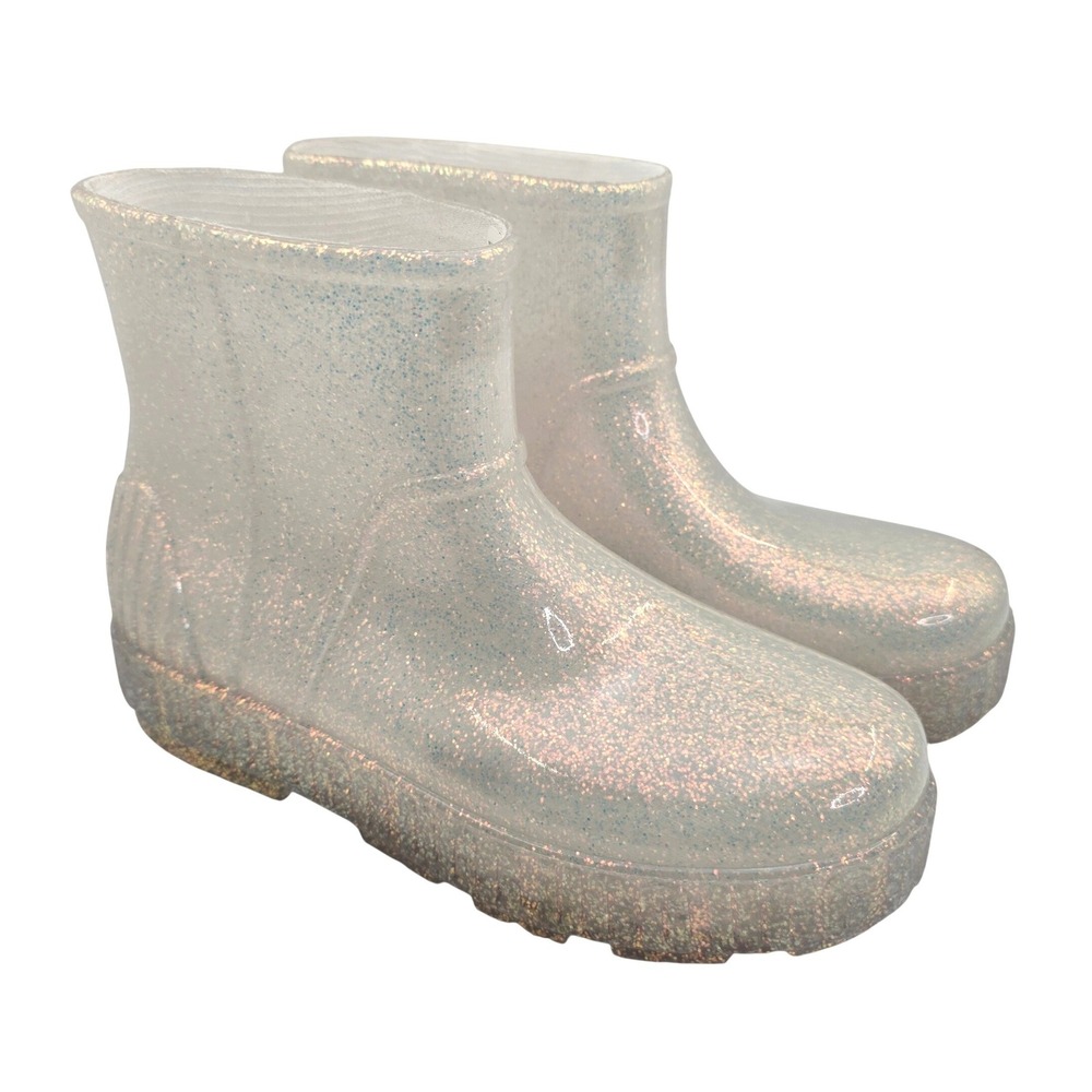 UGG Drizlita Glitter Rain Boots White Iridescent Waterproof 1138370 Womens 8 P2